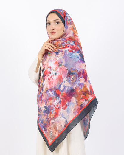 Soft Bambu Kraş Şal D053 Siyah-Kırmızı