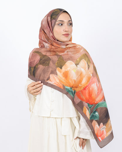 Soft Bambu Kraş Şal D054 Kahverengi