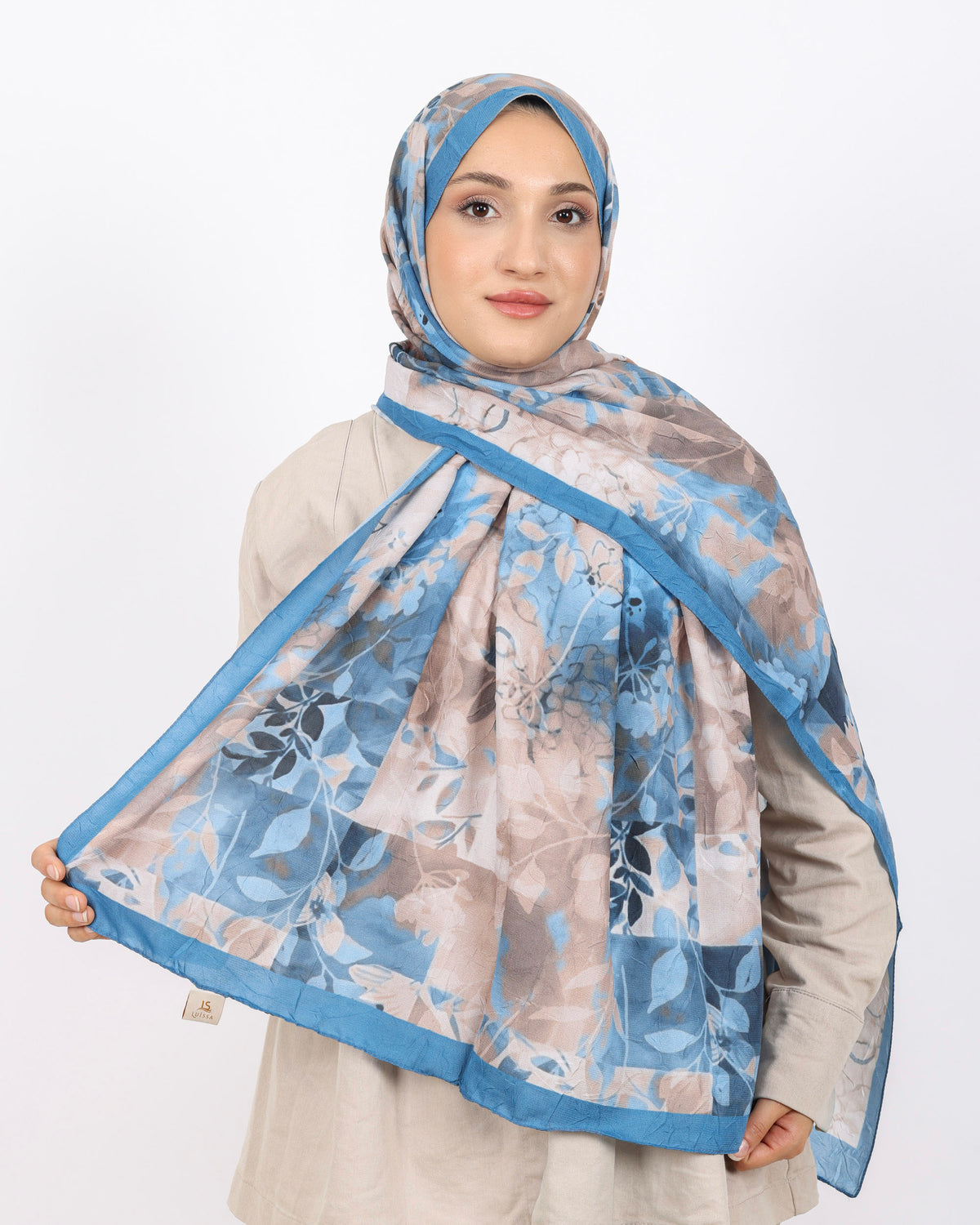 Soft Bambu Kraş Şal D042 indigo Mavi