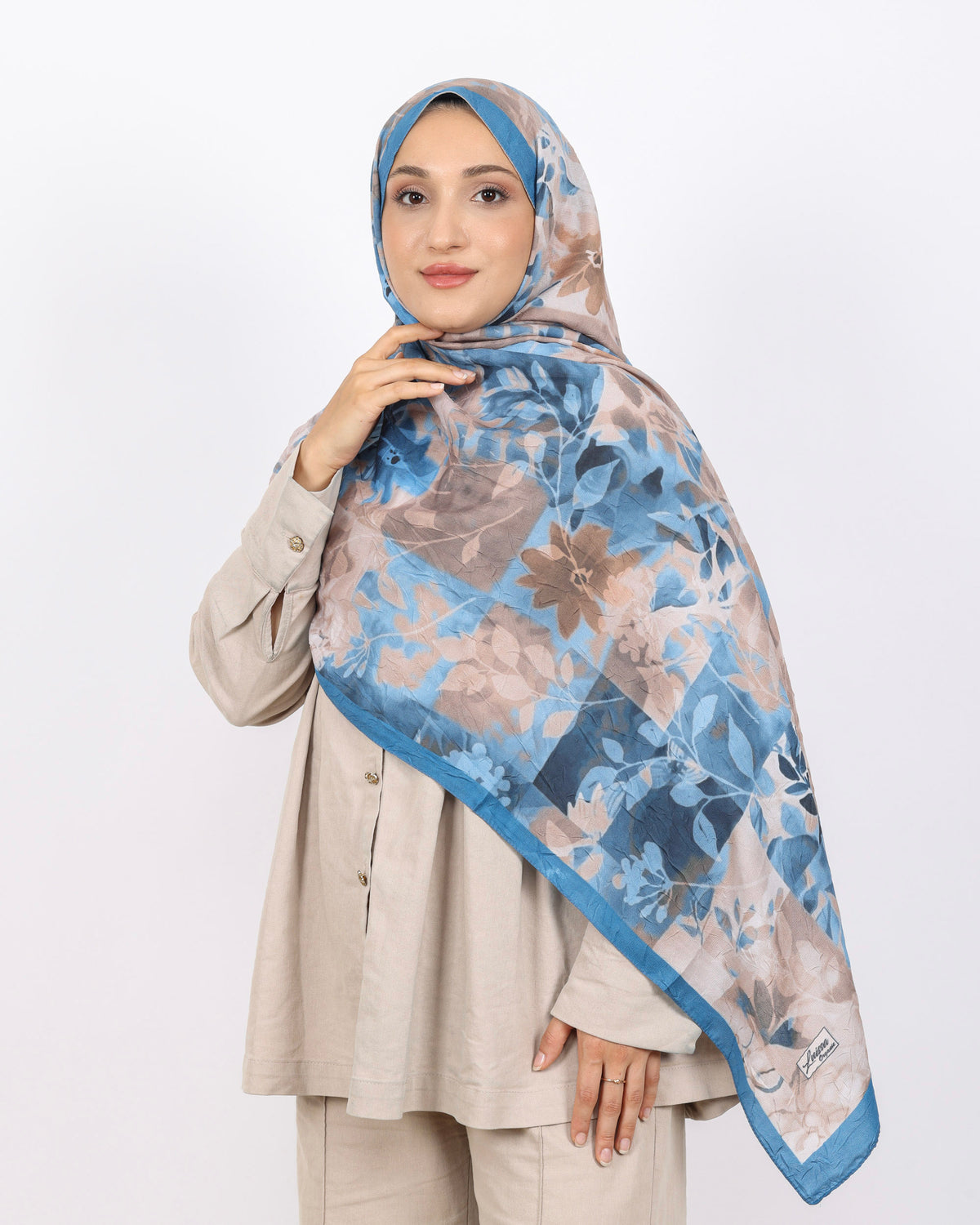 Soft Bambu Kraş Şal D042 indigo Mavi