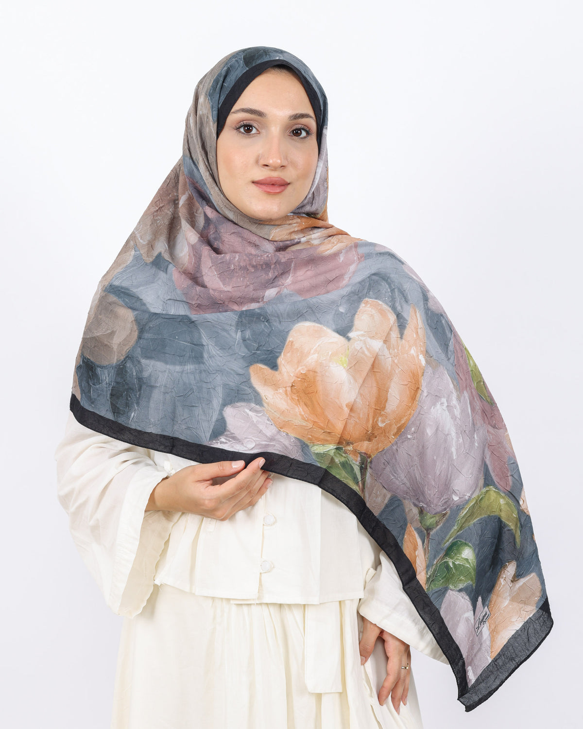 Soft Bambu Kraş Şal D054 Siyah-Gri