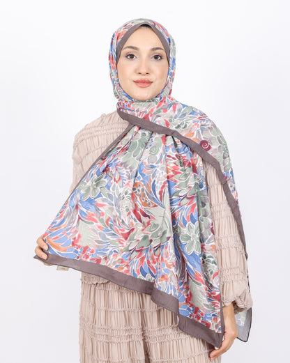 Soft Bambu Kraş Şal D047 Kahverengi-Bordo