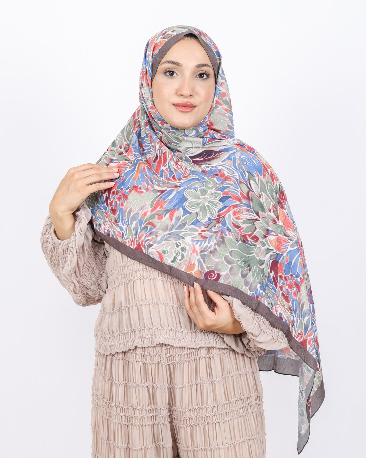 Soft Bambu Kraş Şal D047 Kahverengi-Bordo