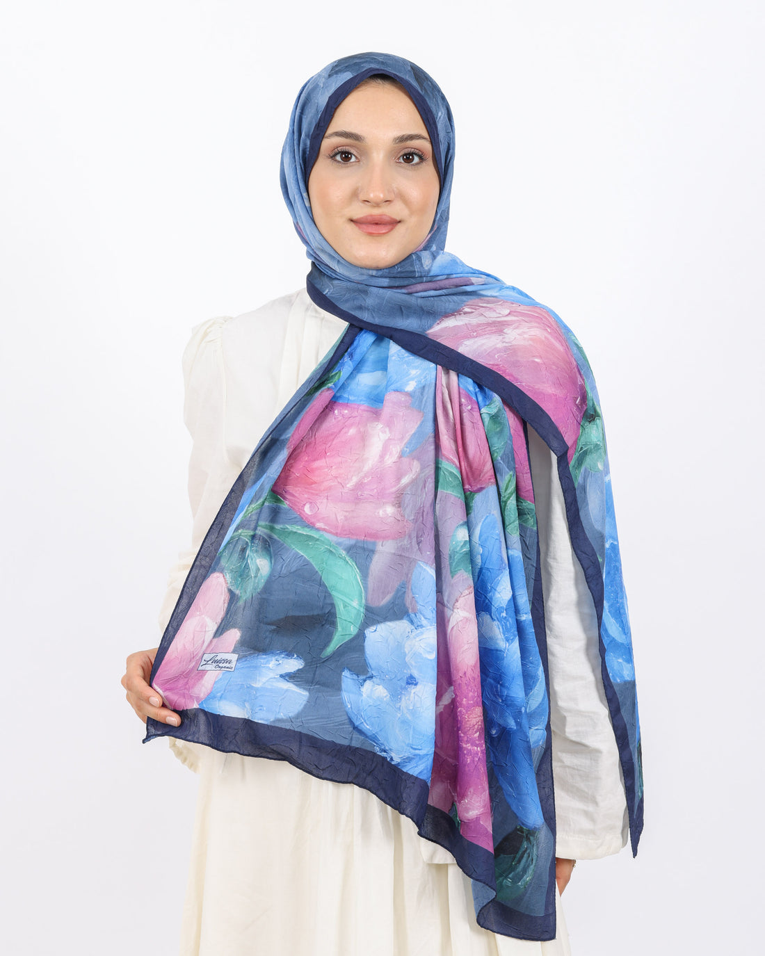 Soft Bambu Kraş Şal D054 Lacivert