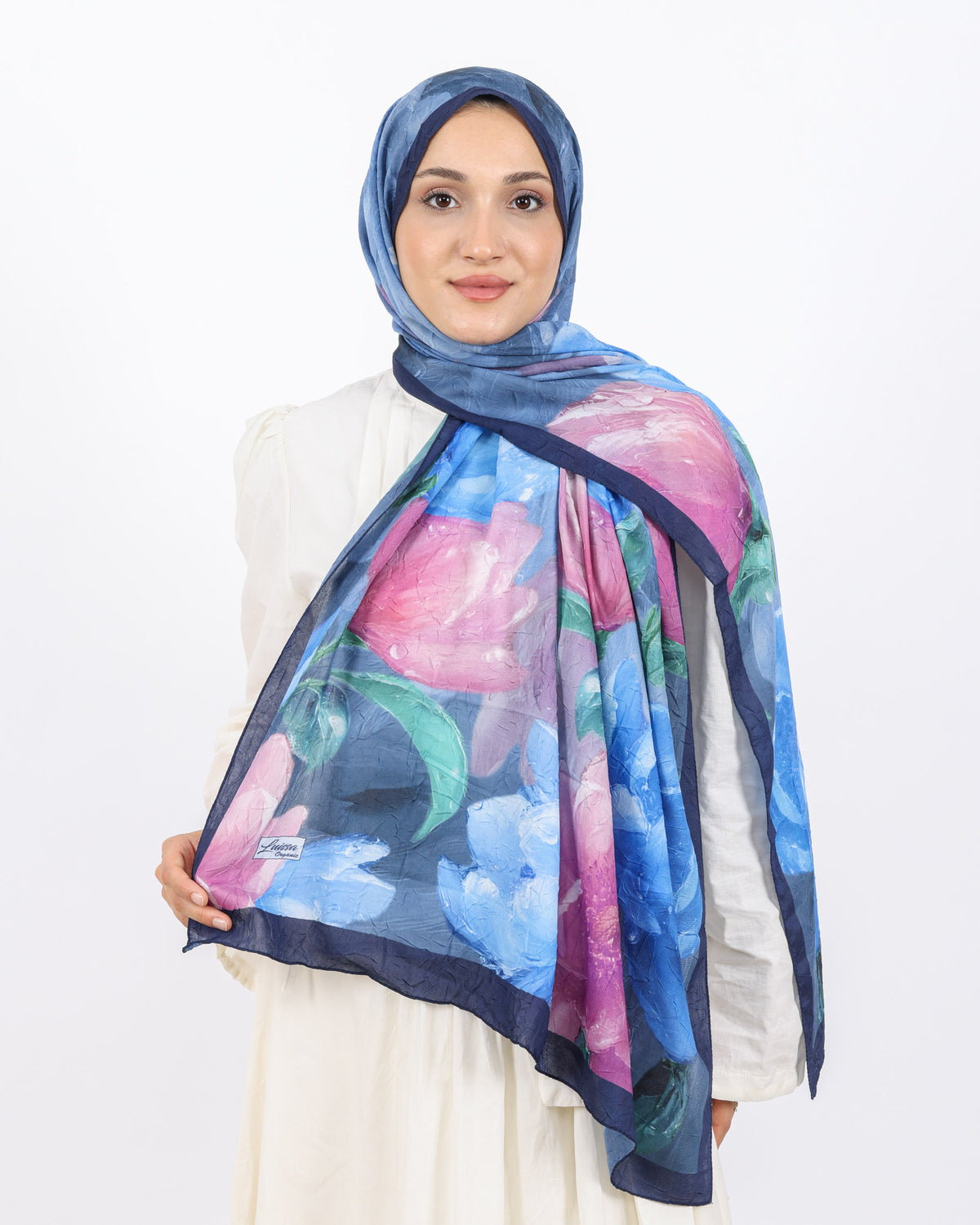 Soft Bambu Kraş Şal D054 Lacivert