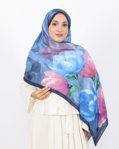 Soft Bambu Kraş Şal D054 Lacivert