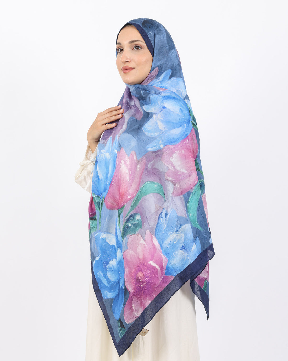 Soft Bambu Kraş Şal D054 Lacivert