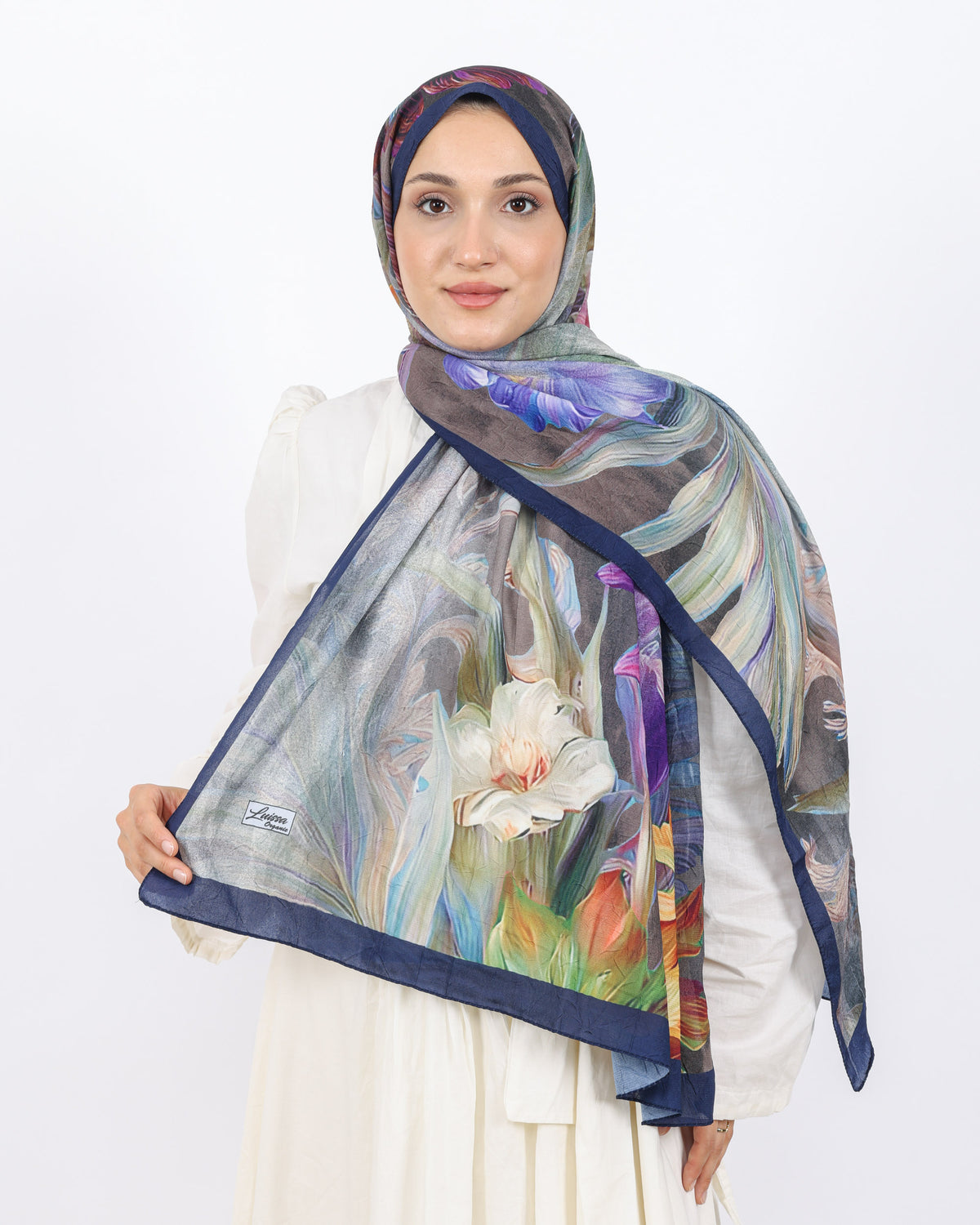 Soft Bambu Kraş Şal D055 Lacivert