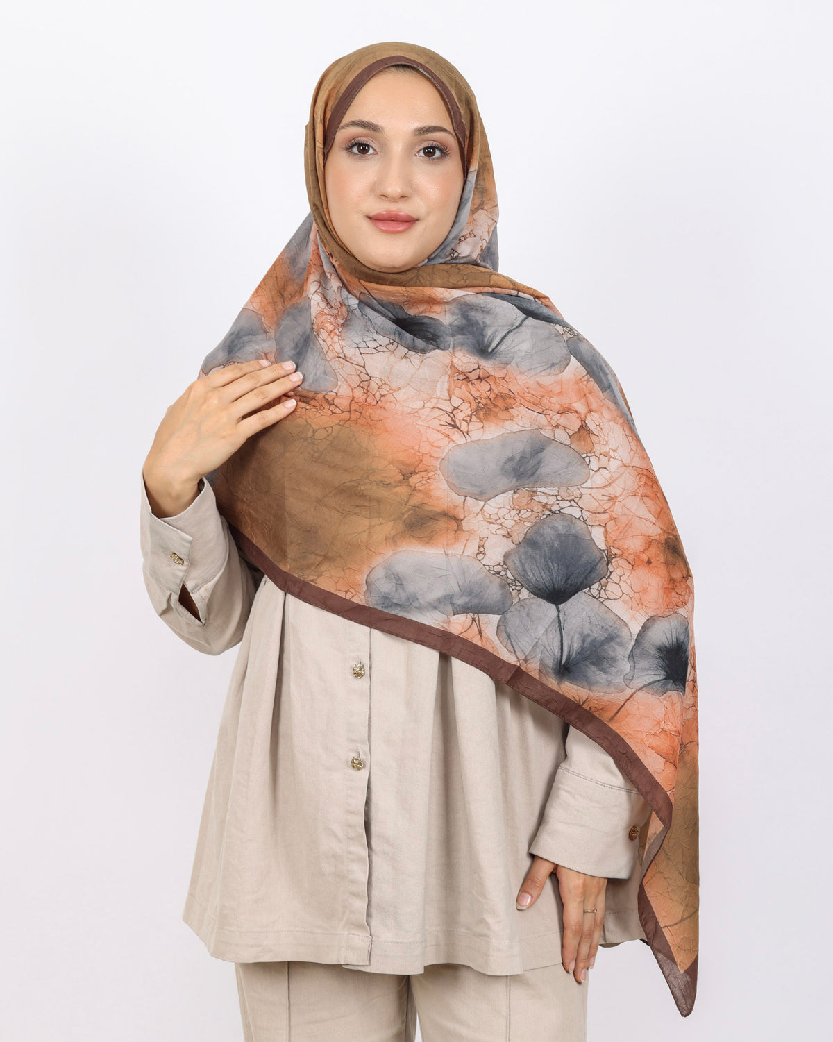 Soft Bambu Kraş Şal D043 Kahverengi
