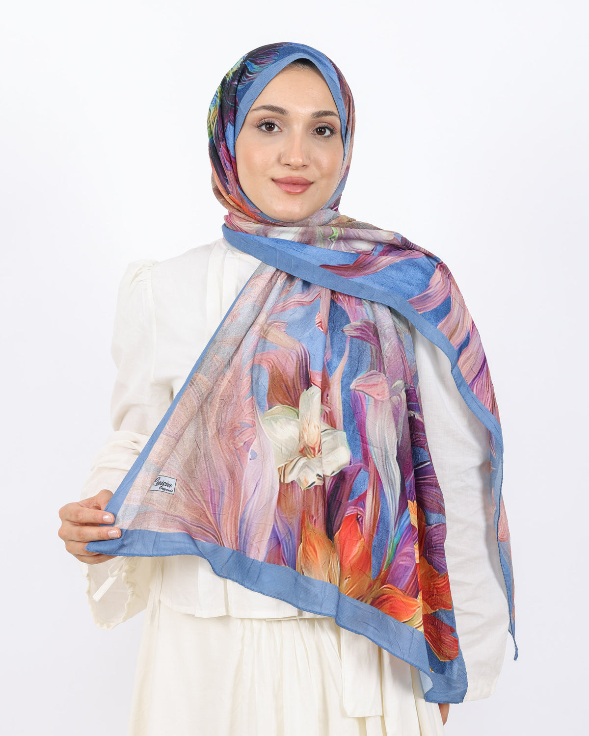 Soft Bambu Kraş Şal D055 Mavi