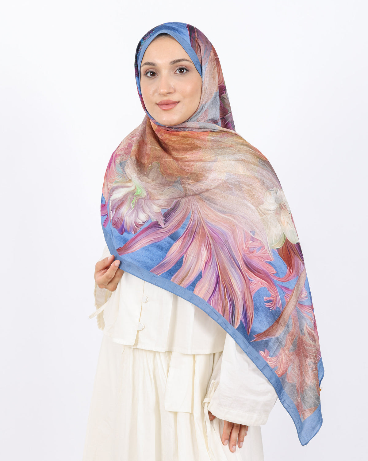 Soft Bambu Kraş Şal D055 Mavi