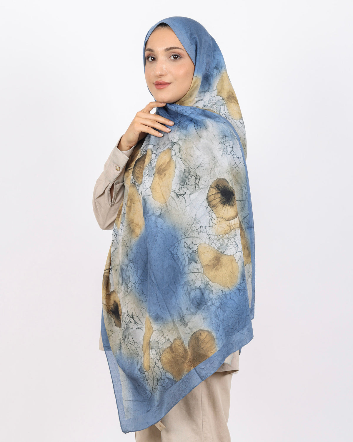 Soft Bambu Kraş Şal D043 İndigo Mavi