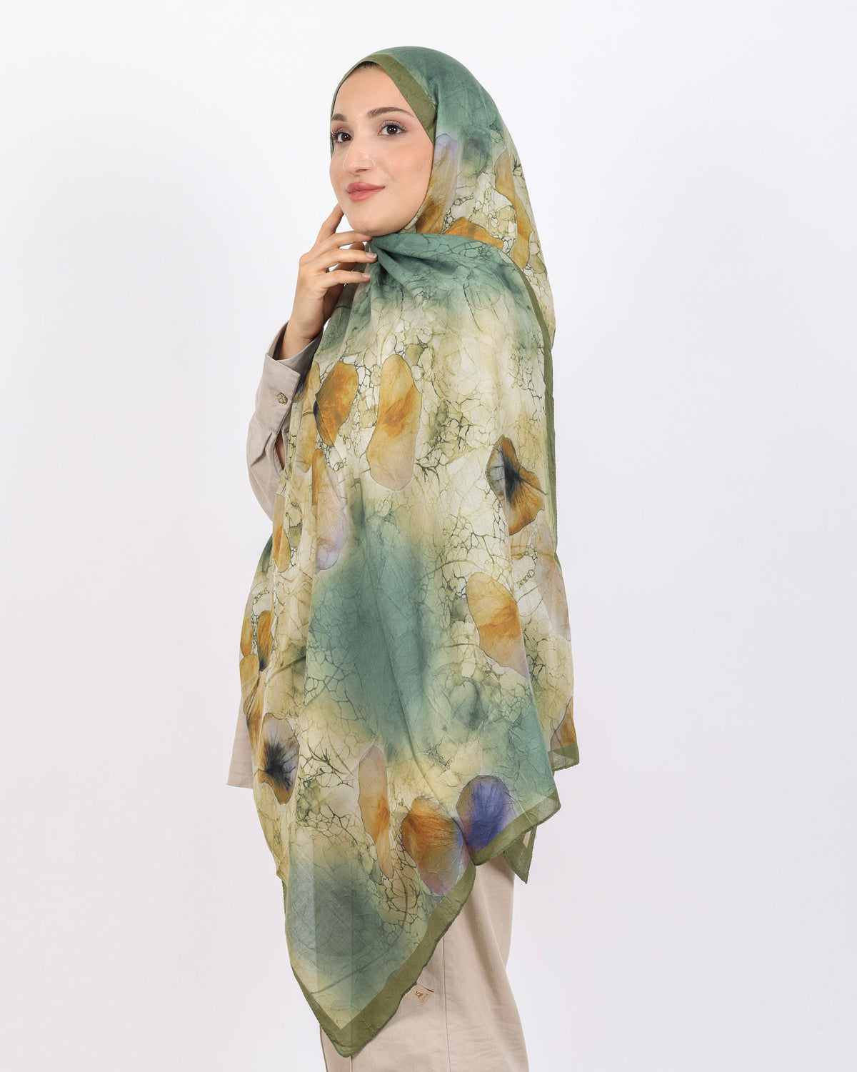 Soft Bambu Kraş Şal D043 Zeytin Yeşili