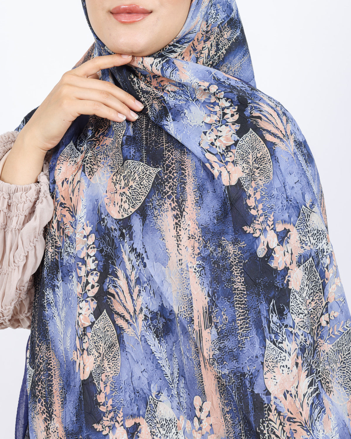 Soft Bambu Kraş Şal D048 Lacivert