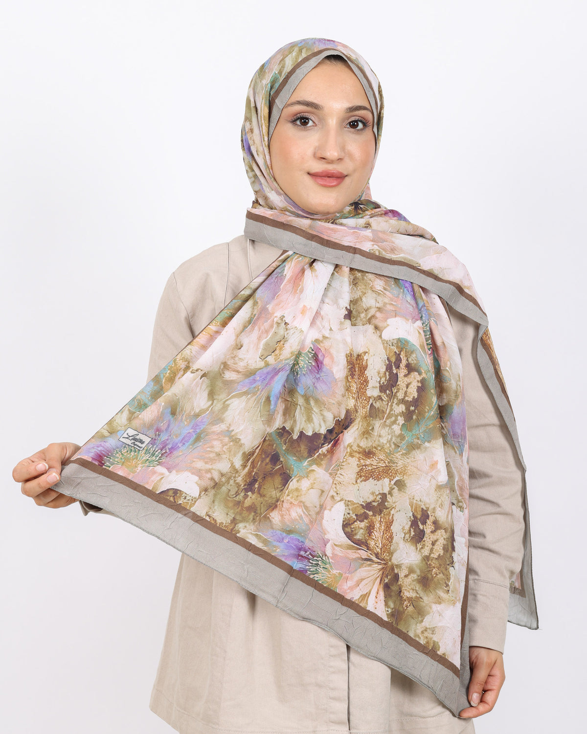 Soft Bambu Kraş Şal D044 Gri Kahve