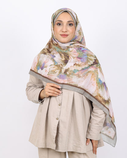 Soft Bambu Kraş Şal D044 Gri Kahve