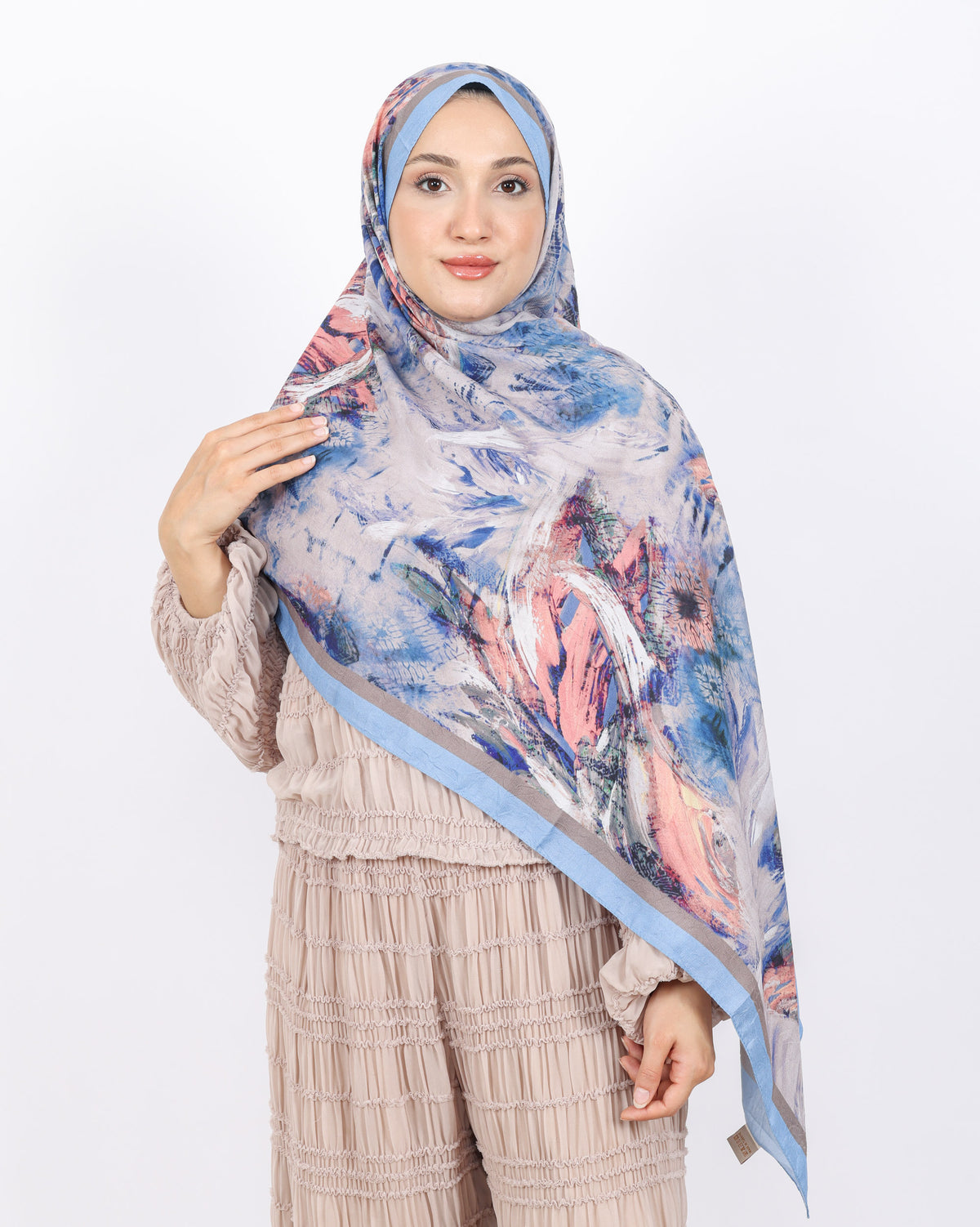 Soft Bambu Kraş Şal D049 Buz Mavisi