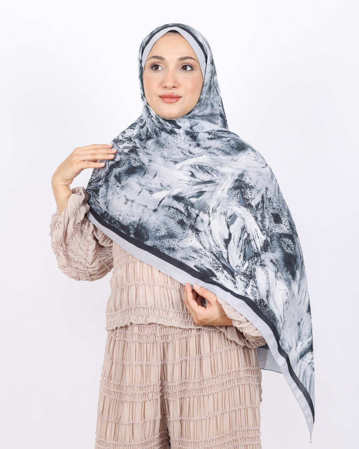 Soft Bambu Kraş Şal D049 Gri-Siyah