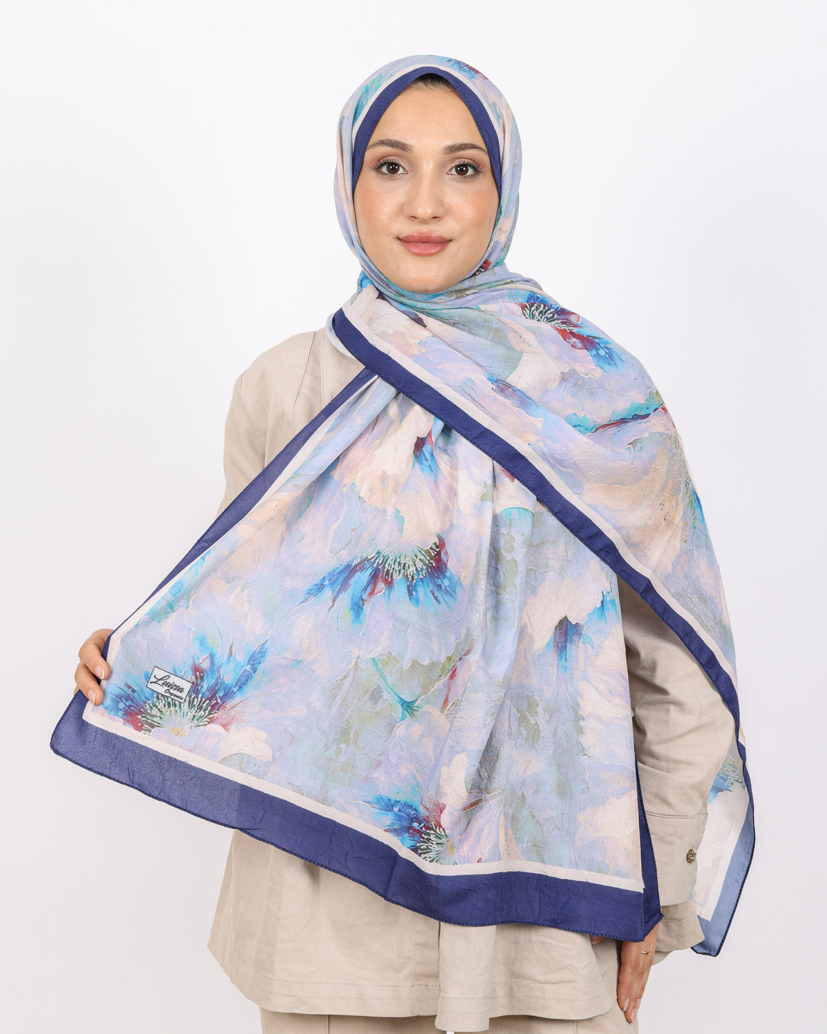 Soft Bambu Kraş Şal D044 Lacivert