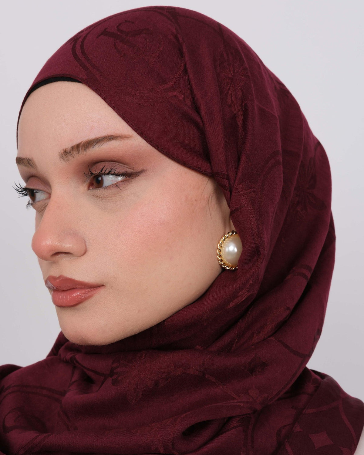 Ayrobin Jakar Şal Joy D118 Açık Bordo – yakın çekim desen detayı