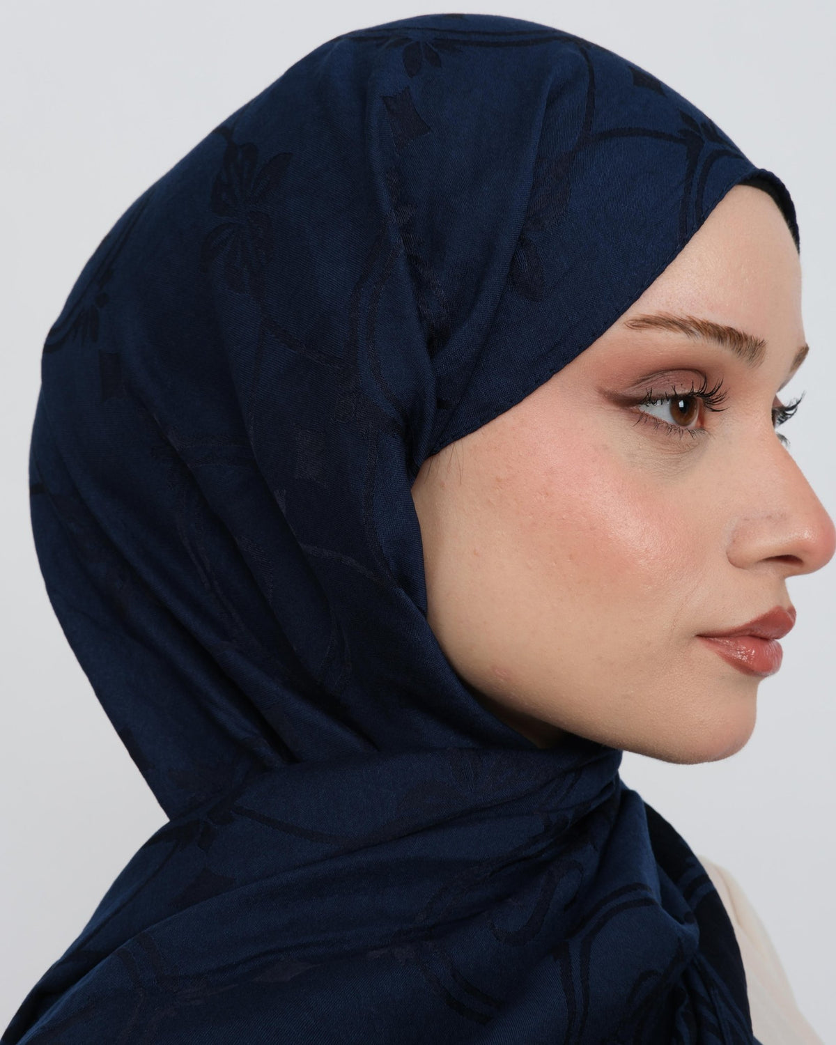 Ayrobin Jakar Şal Joy D118 Lacivert – yakın çekim desen detayı