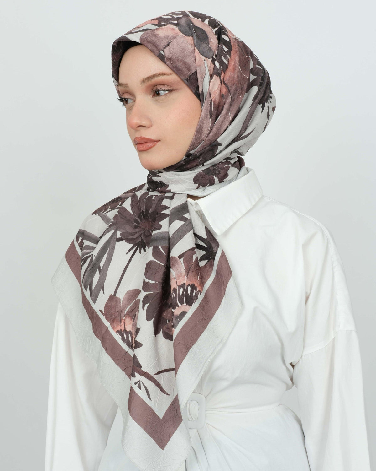 Bambu Kraş Eşarp D105 Gül Kurusu – farklı bağlama açısı