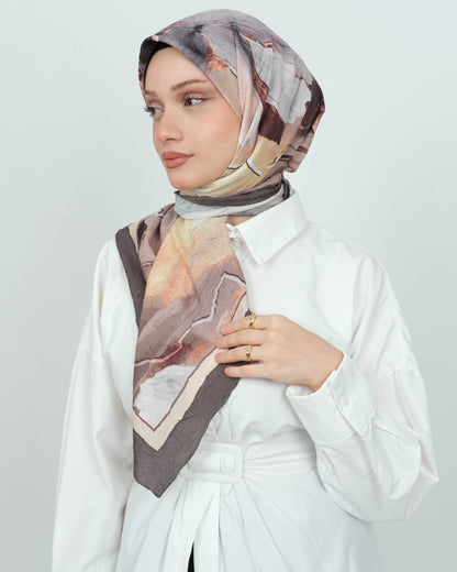 Bambu Kraş Eşarp D106 Pudra Vizon – farklı bağlama açısı