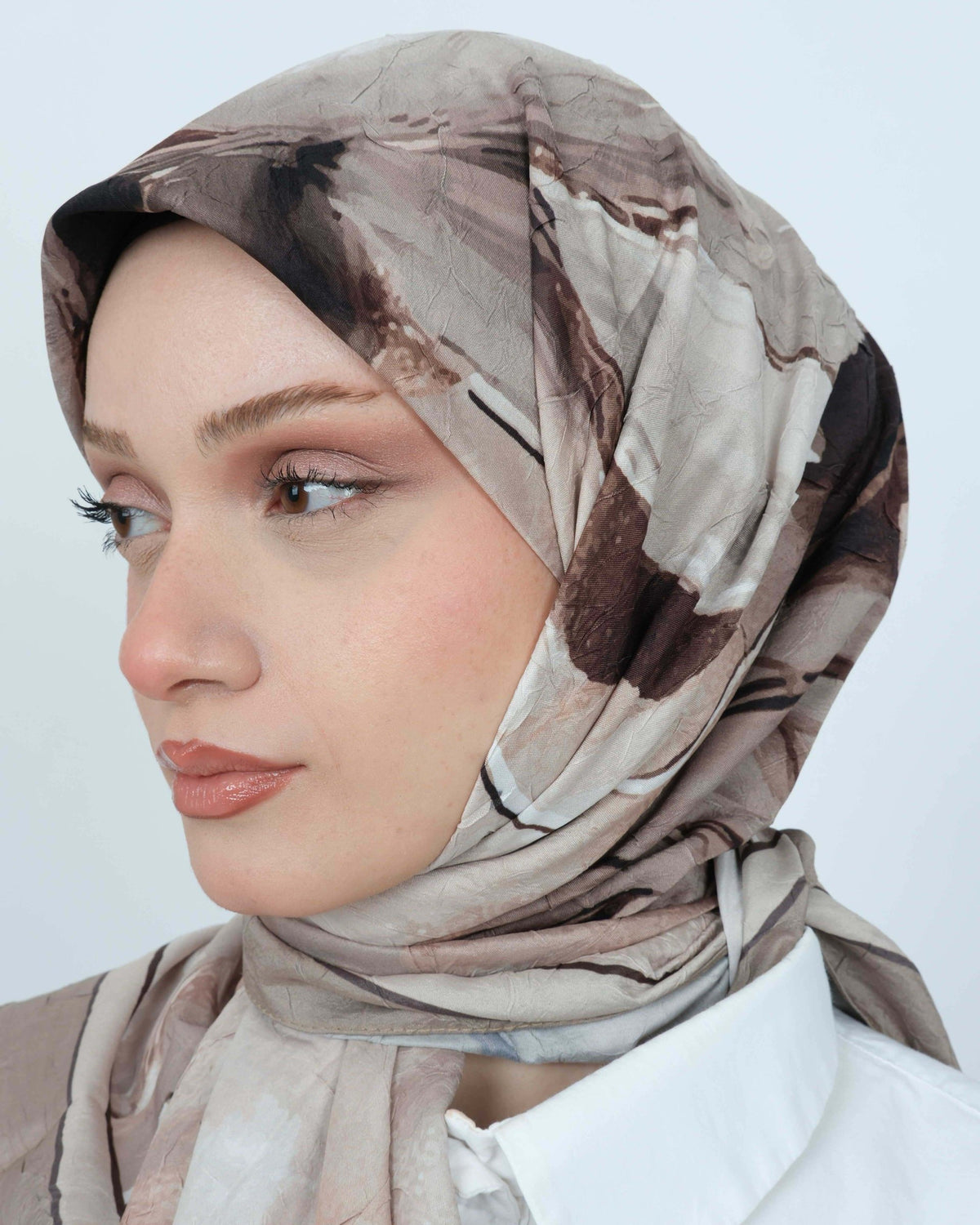 Bambu Kraş Eşarp D106 Taş Beji – yakından desen ve doku detayı
