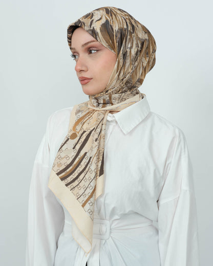 Bambu Kraş Eşarp D108 Haki Bej – farklı bağlama açısı