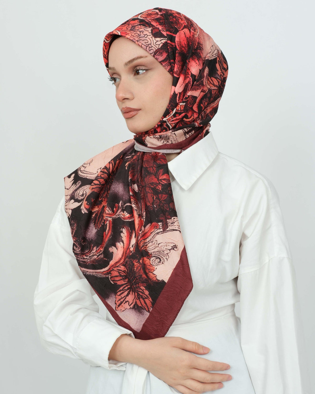 Bambu Kraş Eşarp D110 Bordo – farklı bağlama açısı