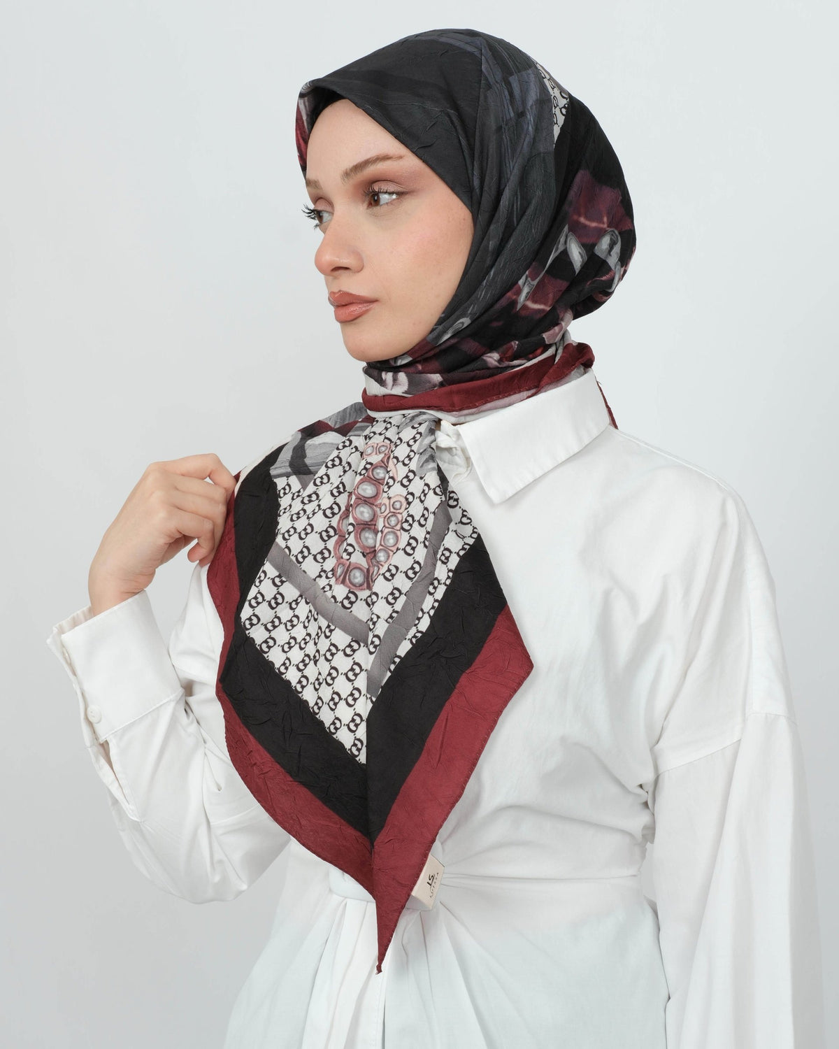 Bambu Kraş Eşarp D111 Bordo – farklı bağlama açısı