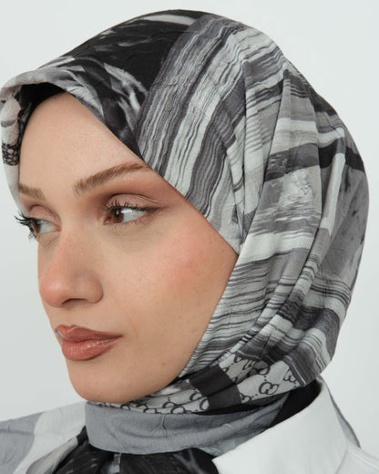 Bambu Kraş Eşarp D111 Gri – yakından desen ve doku detayı