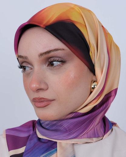 Vual İpek Eşarp D113 Fuşya – yakından desen ve renk detayı